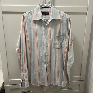 Vintage BRITCHES Long Sleeved Button Up Striped Shirt 100% Cotton Size Large